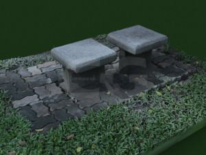 stone chair garden outdoor furniture 1 3D Модель