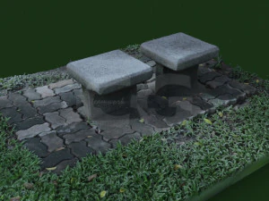 stone chair garden outdoor furniture 1 3D Model