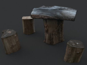 outdoor timber log set 1 3D 모델