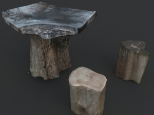 outdoor timber log set 1 3D 模型