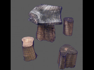 outdoor timber log set 1 3D 模型