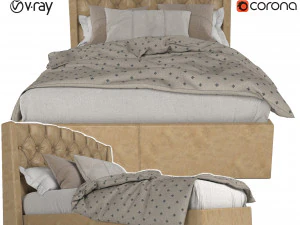 Ł&oacute;żko otomana Buckingham tapicerowane w kolorze węgla drzewnego Model 3D