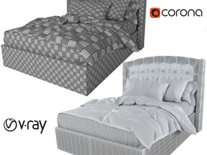 buckingham upholstered ottoman bed in charcoal 3D Model