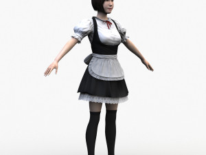 japanese maid outfit girl 0001 3D Model