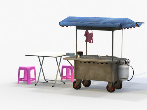 street vendor noodles and meat ball soup 3D Model