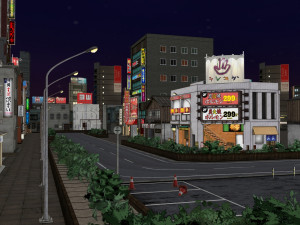 japanese streetscape apartment night 3D Model