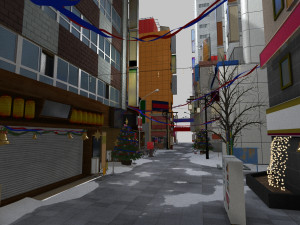 japanese streetscape christmas atmosphere 3D Model