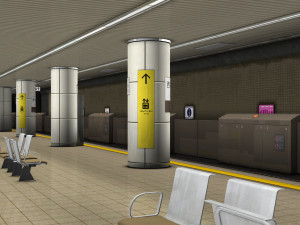 Japanese Subway Station Platform 3D Model