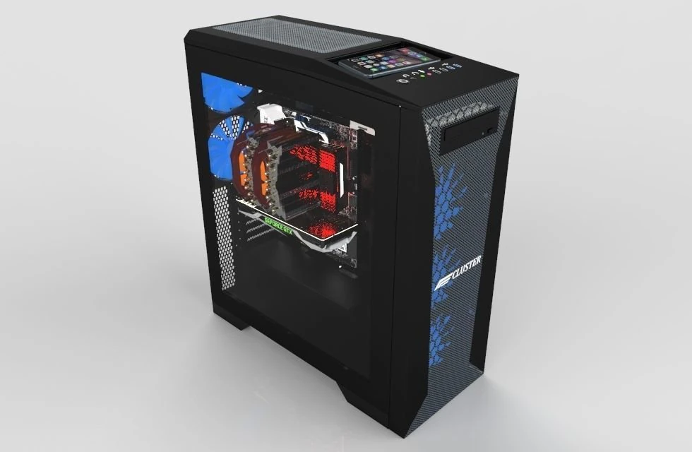 Cluster PC Case 3D Model .c4d .max .obj .3ds .fbx .stl .blend 
