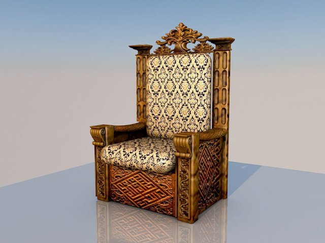 King Throne 3D Model .c4d .max .obj .3ds .fbx .stl .blend 