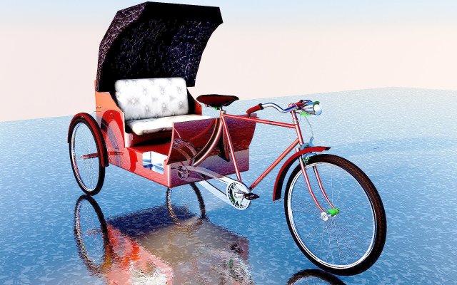 Bike Rickshaw 6 3D Model .c4d .max .obj .3ds .fbx .stl .blend 