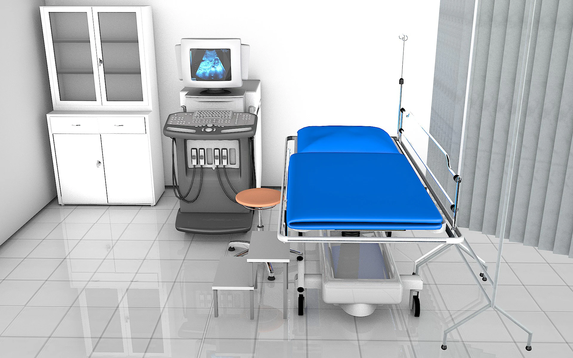 Ultrasound Room 3D Model .c4d .max .obj .3ds .fbx .stl .blend 