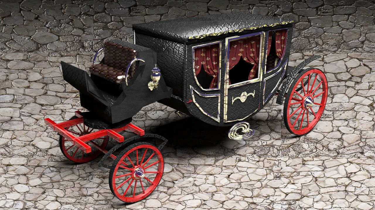 Luxury Horse Carriage 3D Model .c4d .max .obj .3ds .fbx .stl .blend