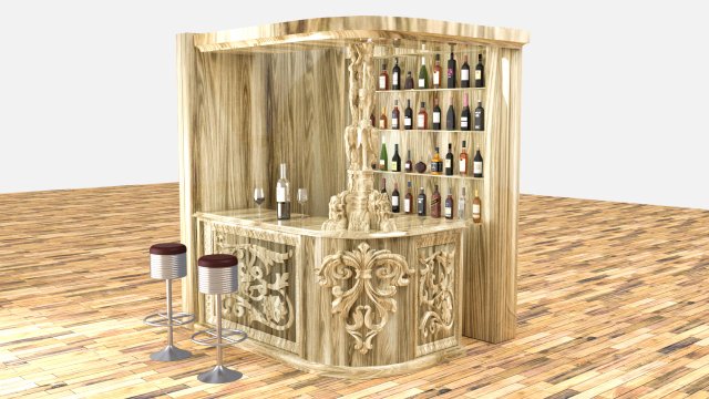 American Bar 3 3D Модель .c4d .max .obj .3ds .fbx .stl .blend 