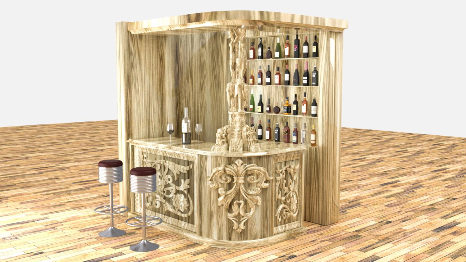 American Bar 3 3D Model .c4d .max .obj .3ds .fbx .stl .blend 