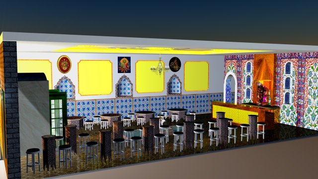 Authentic Restaurant 3D 模型 .c4d .max .obj .3ds .fbx .stl .blend