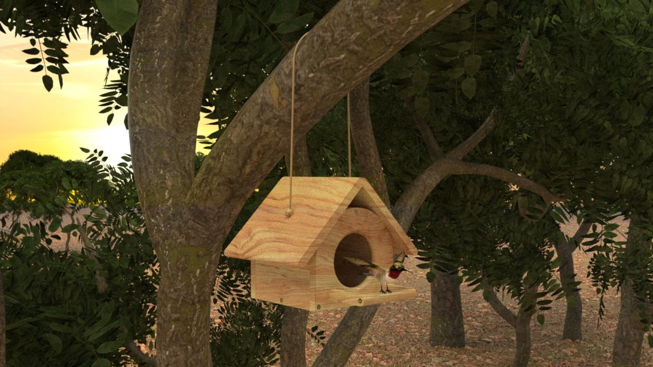 Bird House in Forest 3D Model .c4d .max .obj .3ds .fbx .stl .blend 