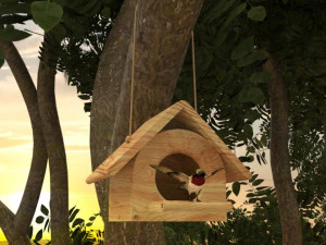 Bird House in Forest 3D Model