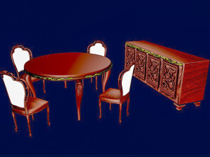 Classic Dining Room Set Model 3D