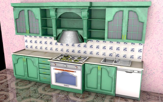 Country Kitchen Model 3D .c4d .max .obj .3ds .fbx .stl .blend 