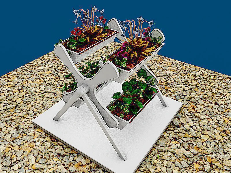 Decorative Flower Pots 3D Model .c4d .max .obj .3ds .fbx .stl .blend 