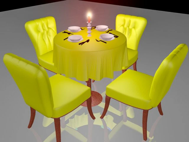 Обідній стіл 3D Модель .c4d .max .obj .3ds .fbx .stl .blend 