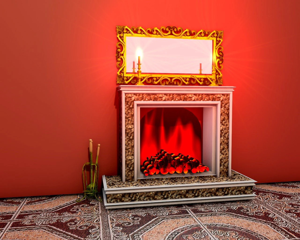 Fireplace 5 3D Model .c4d .max .obj .3ds .fbx .stl .blend 