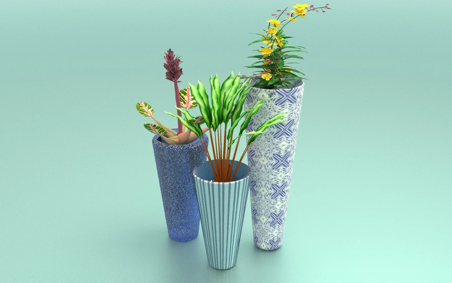 Flower Pots 3D Model .c4d .max .obj .3ds .fbx .stl .blend 