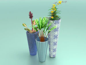 फूल के बर्तन 3D मॉडल
