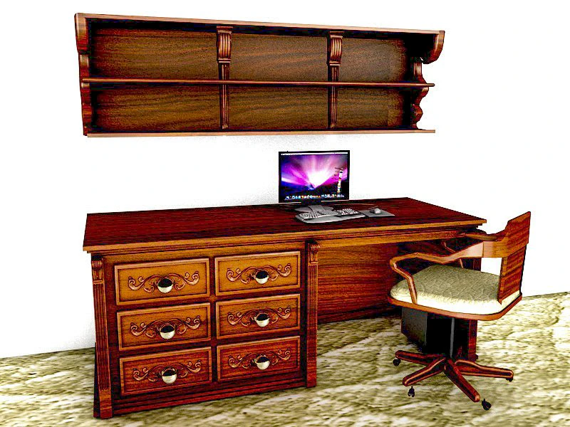Home Office 4 3D Model .c4d .max .obj .3ds .fbx .stl .blend 