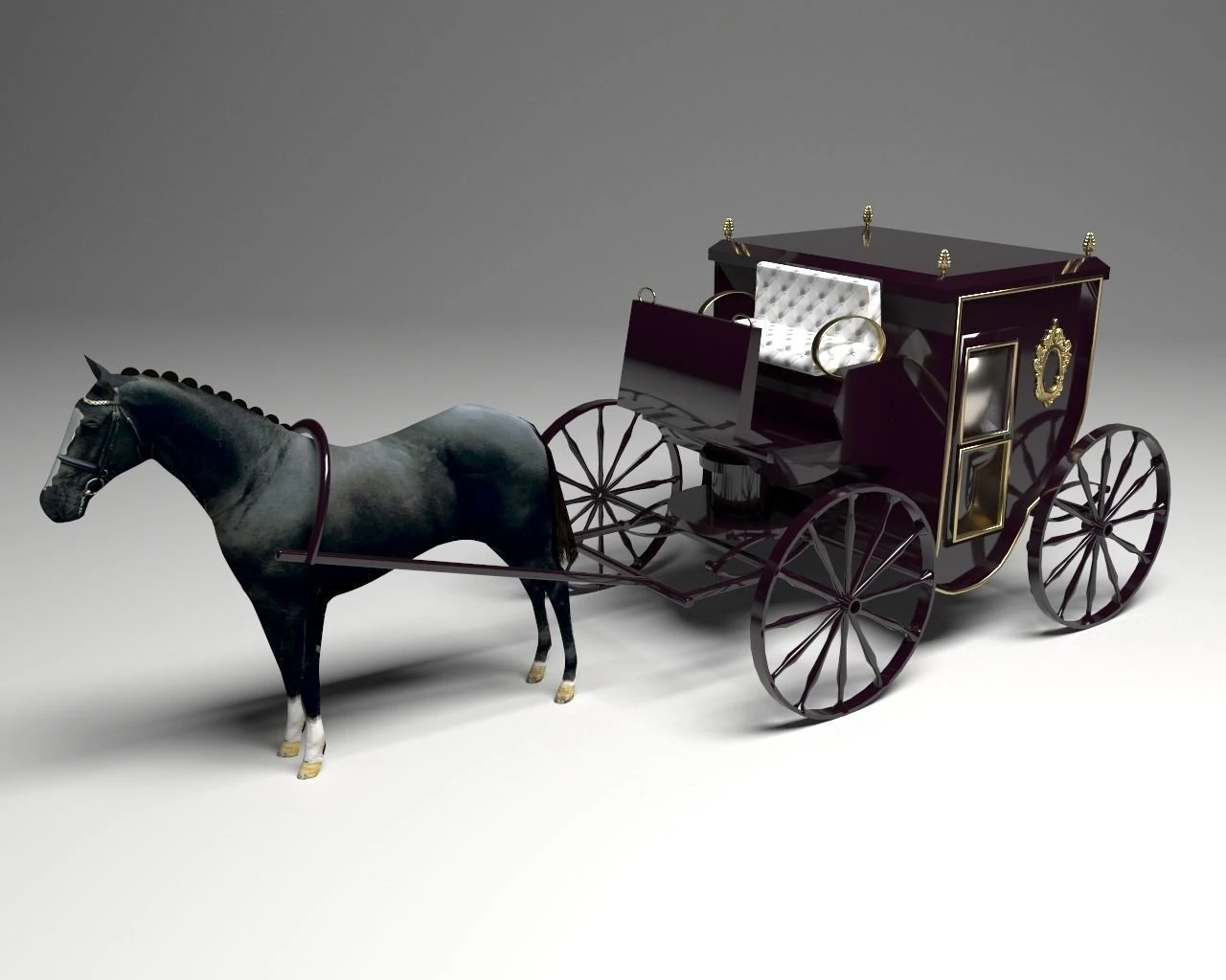 Deluxe Carriage 3D Model .c4d .max .obj .3ds .fbx .stl .blend