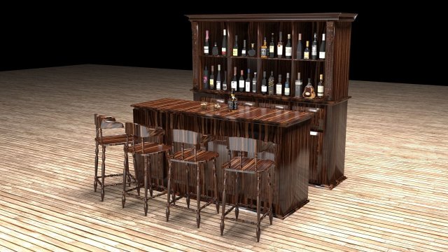 American Bar 2 Model 3D .c4d .max .obj .3ds .fbx .stl .blend 