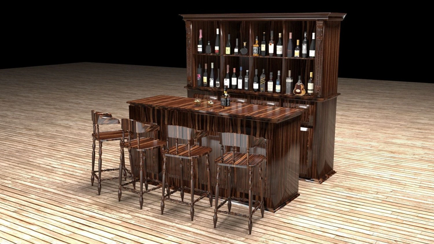 American Bar 2 3D Model .c4d .max .obj .3ds .fbx .stl .blend