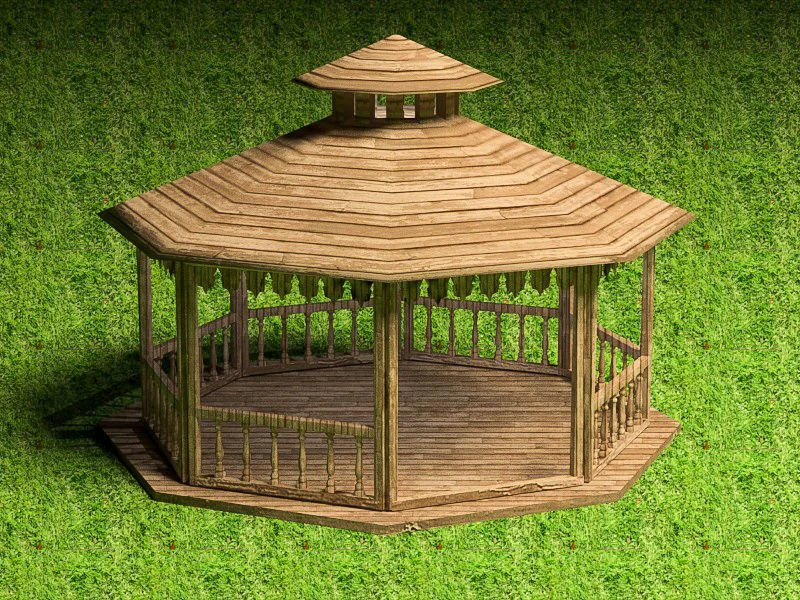 Pergola 3D Model .c4d .max .obj .3ds .fbx .stl .blend 