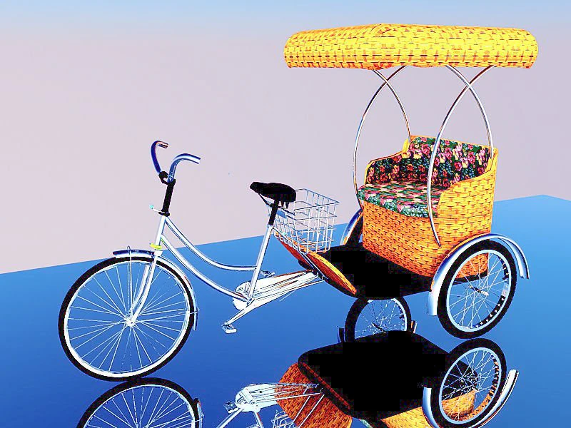 Bike Rickshaw 3D Model .c4d .max .obj .3ds .fbx .stl .blend