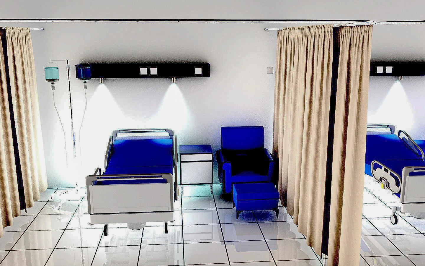 Hospital Ward 3D Model .c4d .max .obj .3ds .fbx .stl .blend 