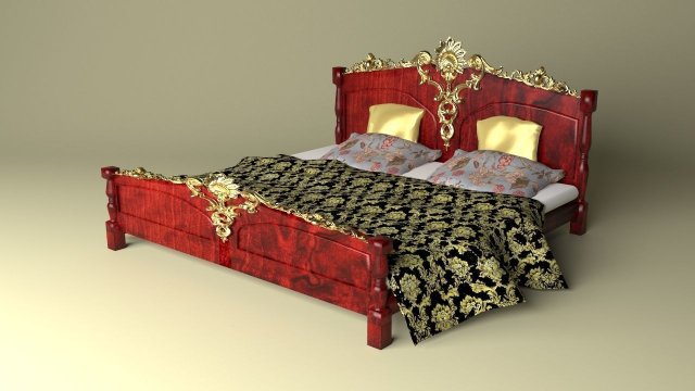 King Bed 3D Model .c4d .max .obj .3ds .fbx .stl .blend 