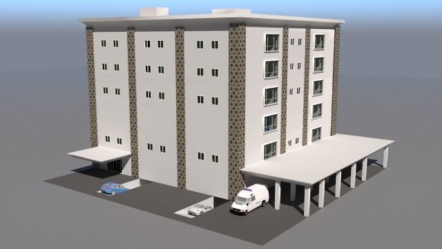 Hospital 3D Model .c4d .max .obj .3ds .fbx .stl .blend 