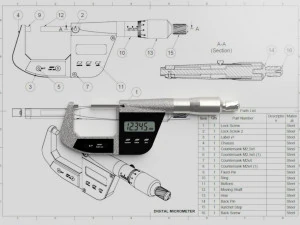 Digital Micrometer 3D Model