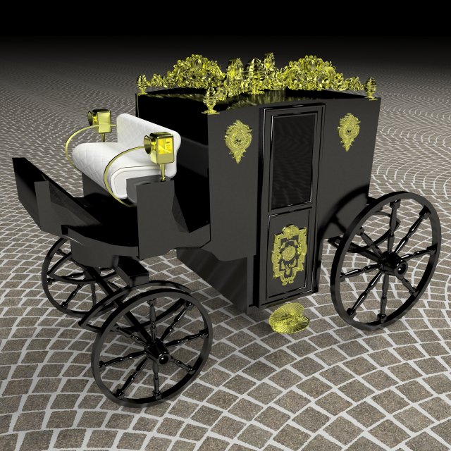 Horse Carriage of Count Dracula 4K 3D Model .c4d .max .obj .3ds .fbx .stl .blend 