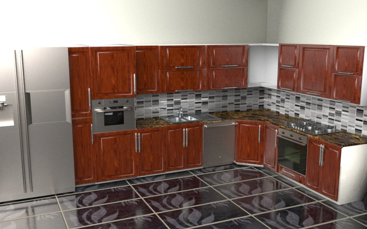 Flush Kitchen 3D Model .c4d .max .obj .3ds .fbx .stl .blend