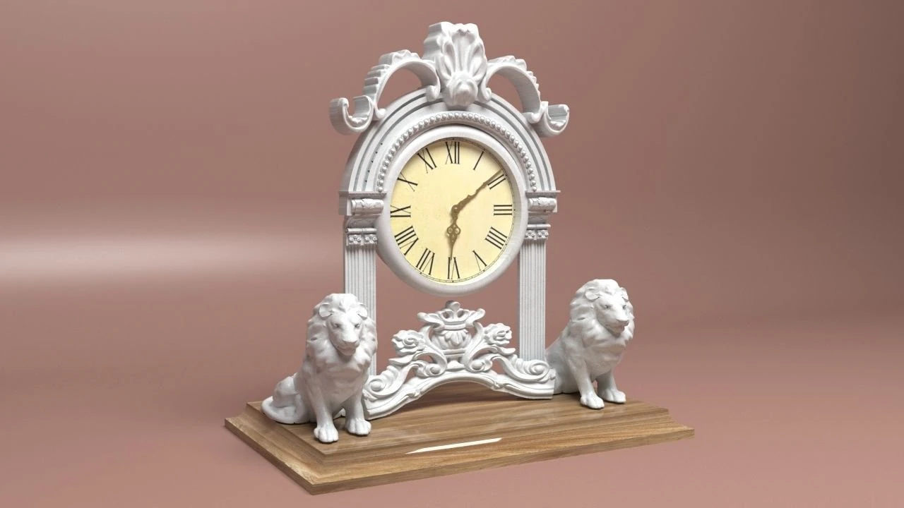 Lioned Clock 3D Model .c4d .max .obj .3ds .fbx .stl .blend 