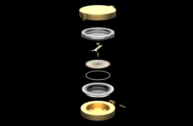 Gold Compass 3D 模型 .c4d .max .obj .3ds .fbx .stl .blend