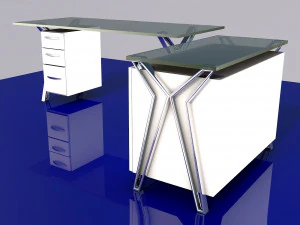 유리 사무실 책상 3D 모델