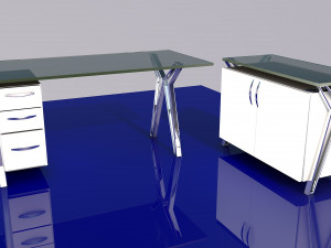 Glass Office Desk 3D Модель