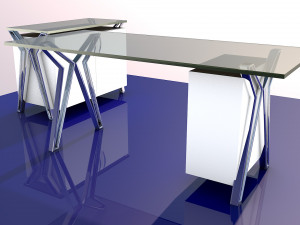 Glass Office Desk 3D Модель