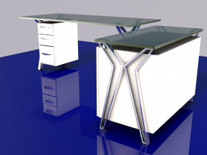 Glass Office Desk 3D Модель