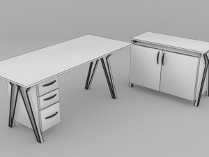 Glass Office Desk 3D Модель