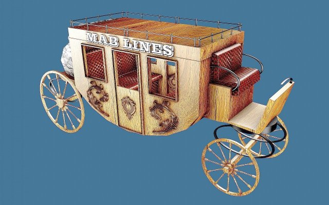 Western Wagon 4 3D Model .c4d .max .obj .3ds .fbx .stl .blend 