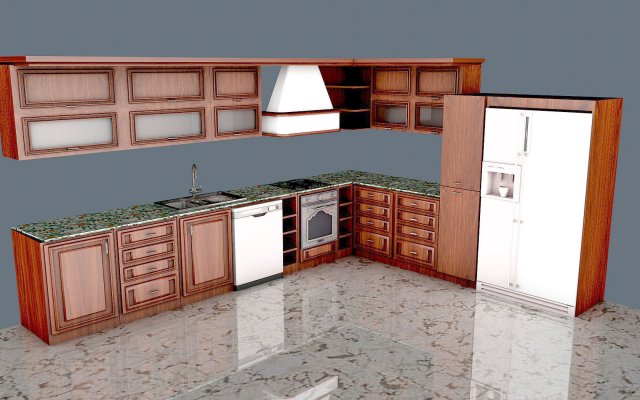 Kitchen 2 3D Modell .c4d .max .obj .3ds .fbx .stl .blend